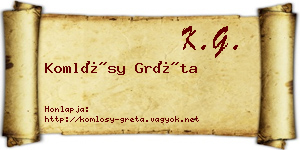 Komlósy Gréta névjegykártya